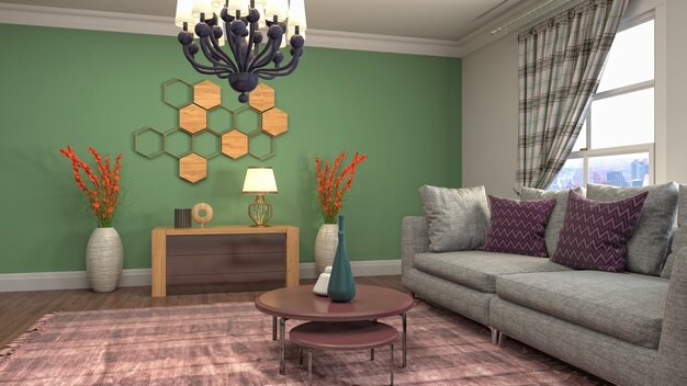 Illustration of the living room interior