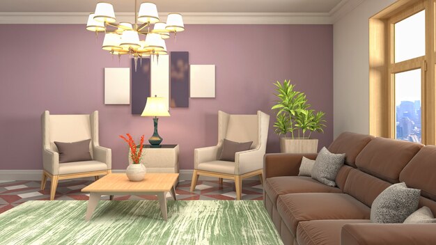 Illustration of the living room interior