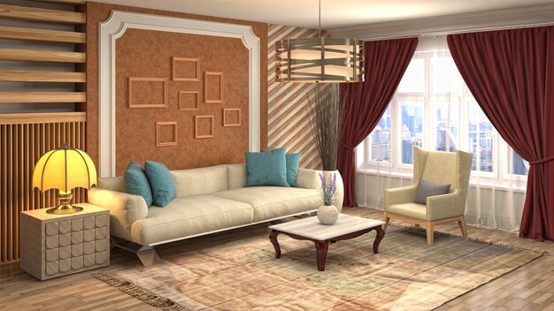 Illustration of the living room interior