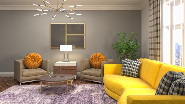 Illustration of the living room interior