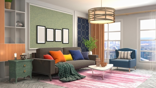 Illustration of the living room interior