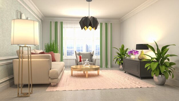 Illustration of the living room interior