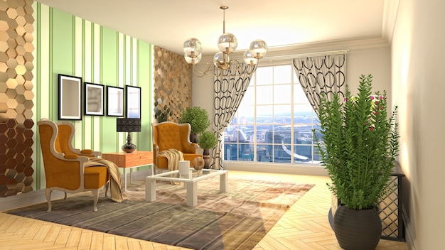 Illustration of the living room interior