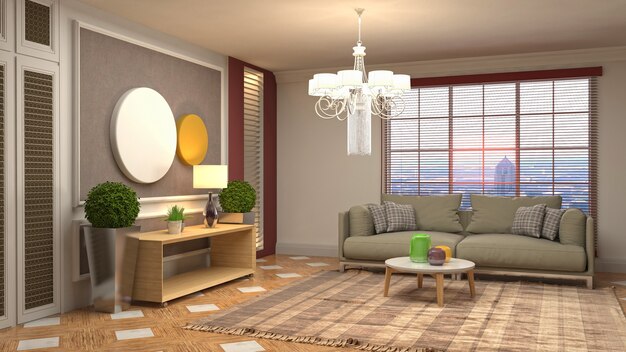 Illustration of the living room interior