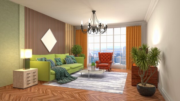 Illustration of the living room interior