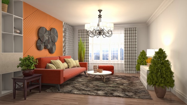 Illustration of the living room interior