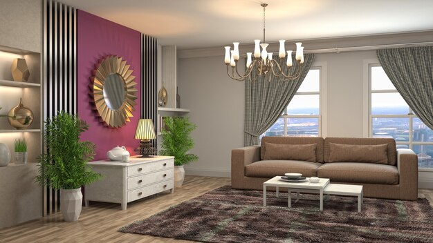 Illustration of the living room interior