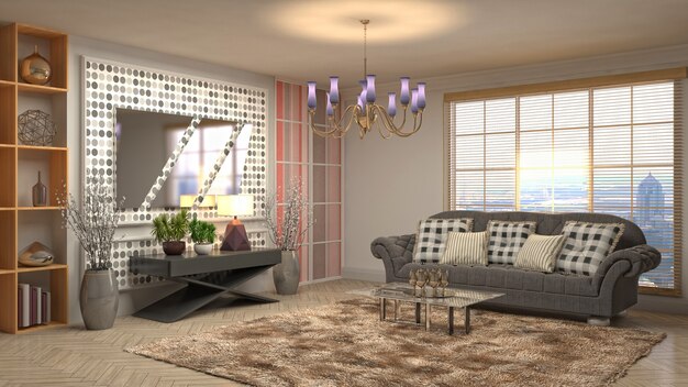 Illustration of the living room interior