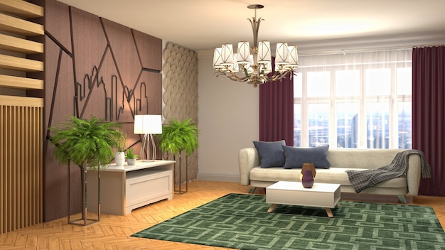 Illustration of the living room interior