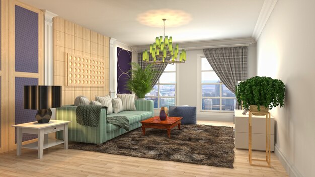 Illustration of the living room interior