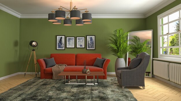 Illustration of the living room interior