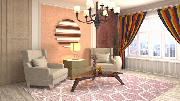 Illustration of the living room interior