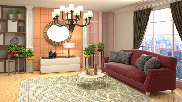 Illustration of the living room interior