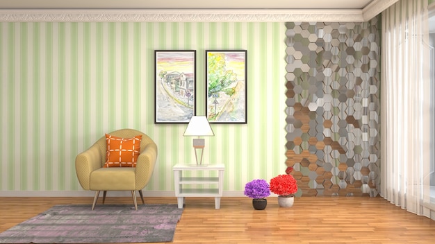 Illustration of the living room interior