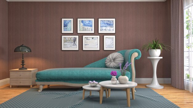 Illustration of the living room interior