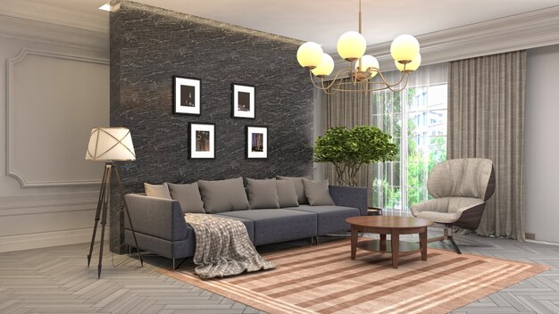 Illustration of the living room interior