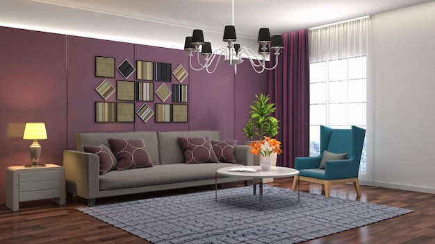 Illustration of the living room interior