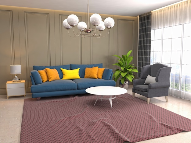 Illustration of the living room interior