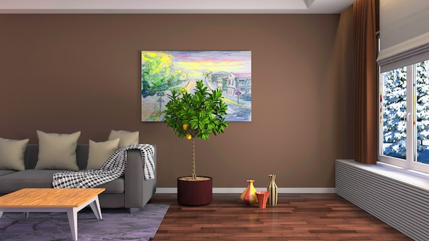 Illustration of the living room interior