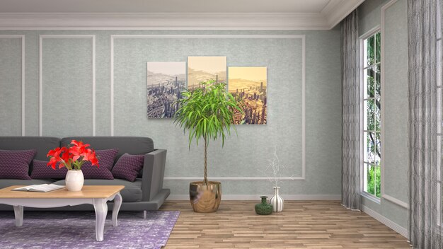 Illustration of the living room interior