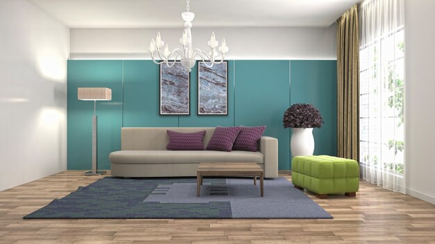 Illustration of the living room interior