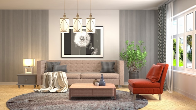 Illustration of the living room interior