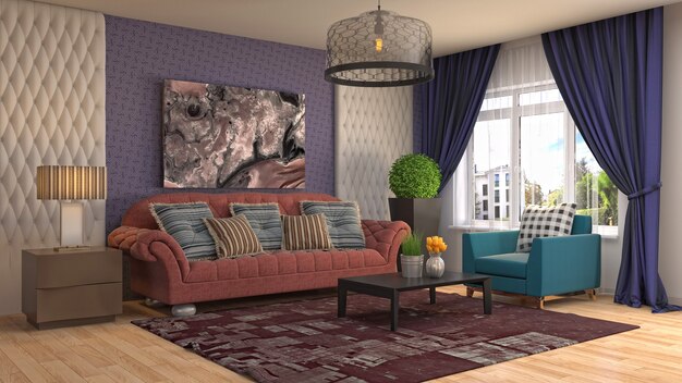 Illustration of the living room interior