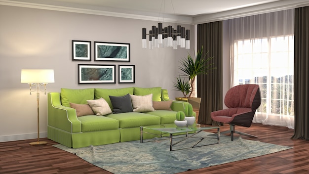 Illustration of the living room interior