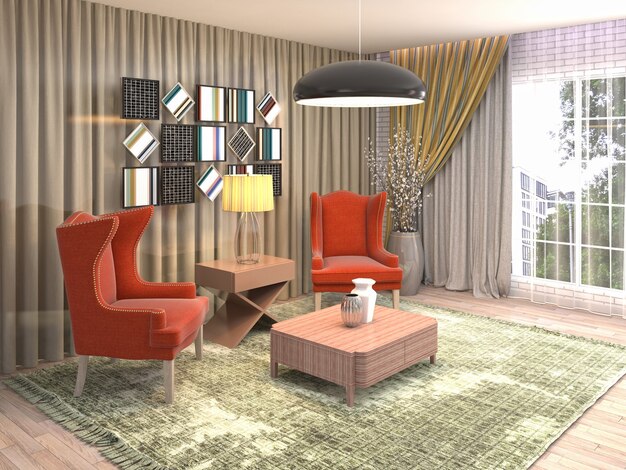 Illustration of the living room interior