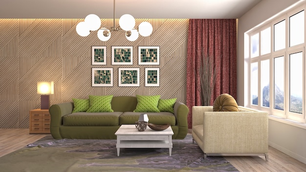 Illustration of the living room interior