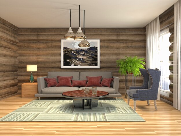 Illustration of the living room interior