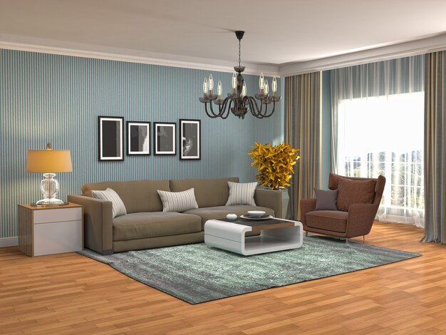 Illustration of the living room interior