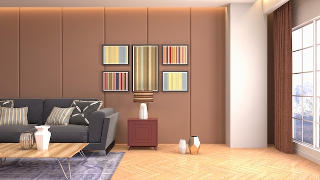 Illustration of the living room interior