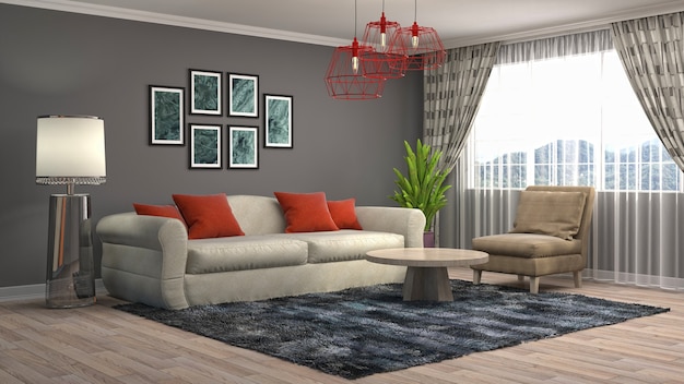 Illustration of the living room interior