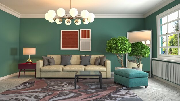 Illustration of the living room interior