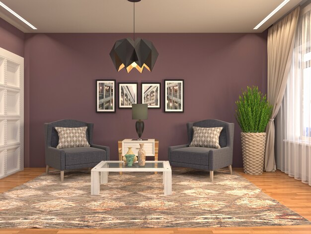 Illustration of the living room interior