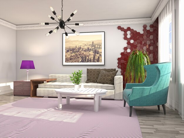 Illustration of the living room interior