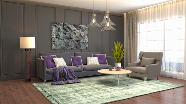 Illustration of the living room interior