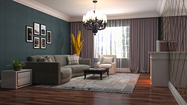 Illustration of the living room interior