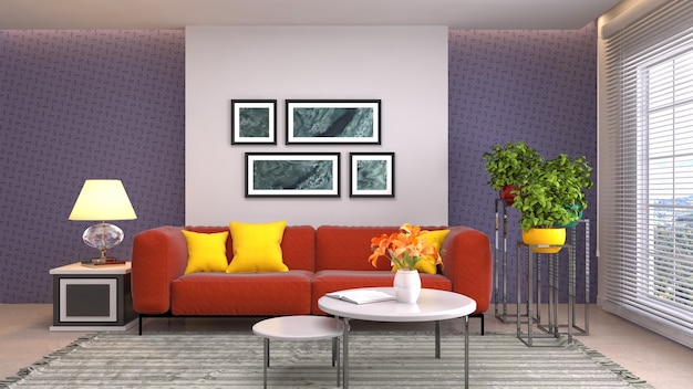 Illustration of the living room interior