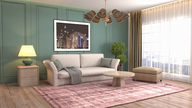 Illustration of the living room interior