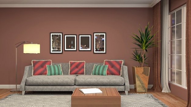 Illustration of the living room interior