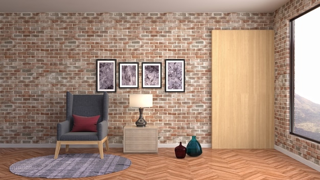 Illustration of the living room interior