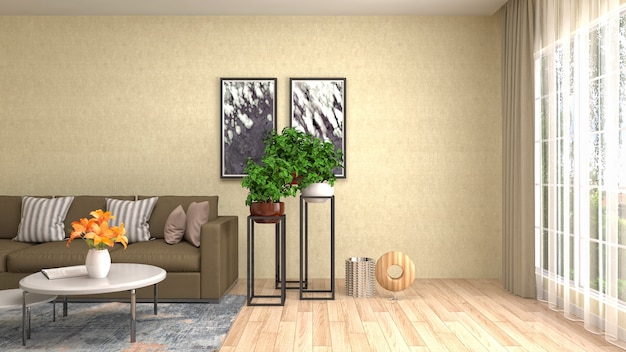 Illustration of the living room interior