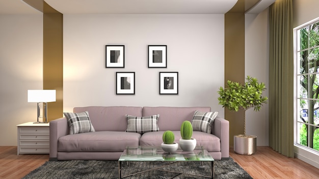 Illustration of the living room interior