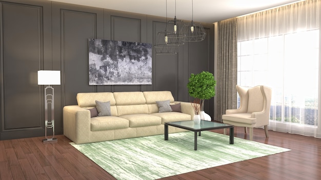 Illustration of the living room interior