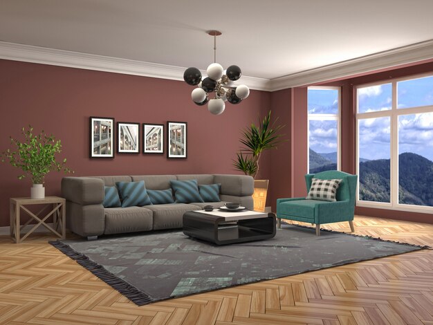 Illustration of the living room interior