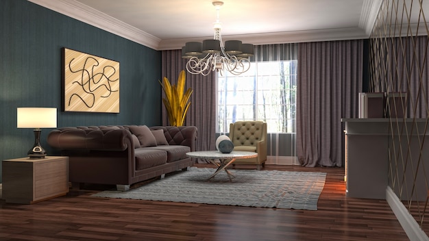 Illustration of the living room interior