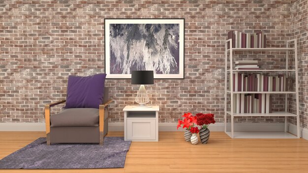 Illustration of the living room interior