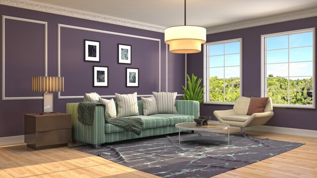 Illustration of the living room interior